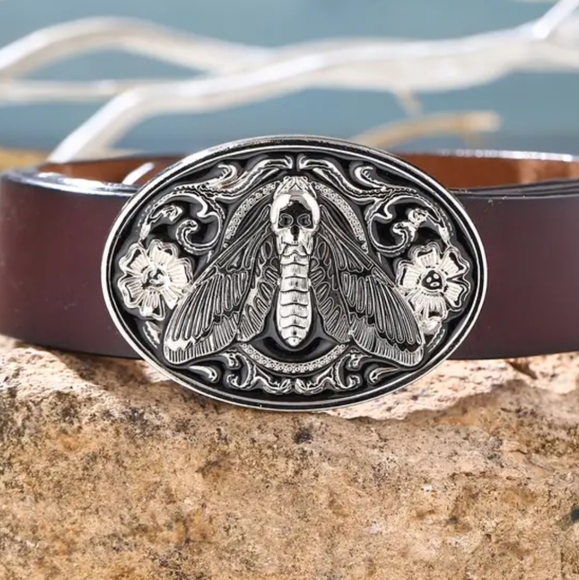 New unique moth bug insect Silver Belt buckle